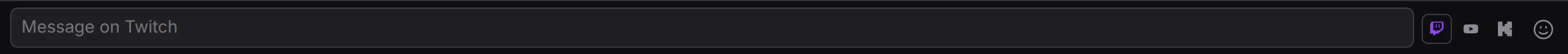 The message box under a merged chat, with the Twitch button lit and the YouTube and Kick buttons off